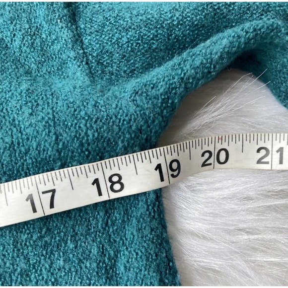 Anthropologie Joy Sweater Sz Small Fringed V-Neck Pullover Dark Teal Womens - Picture 7 of 9